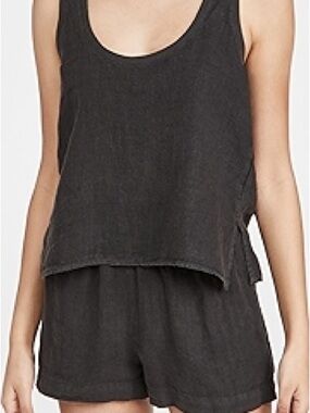Enza Costa Black Sleeveless Layered Romper